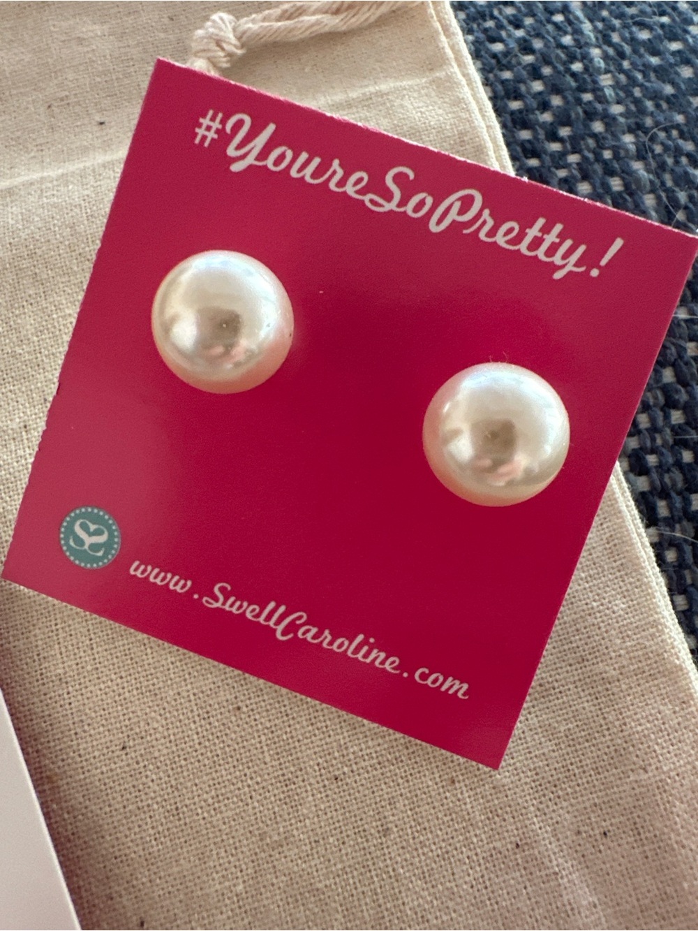 Oversized Acrylic Pearl Stud Earrings - Cream Pearl